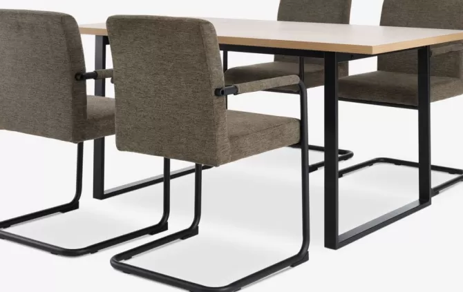 Outlet AABENRAA L160 bord eg + 4 ESPE stole olivengrøn/sort Spisebordssæt