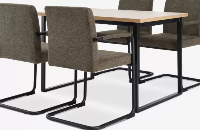 Fashion AABENRAA L120 bord eg + 4 ESPE stole olivengrøn/sort Spisebordssæt