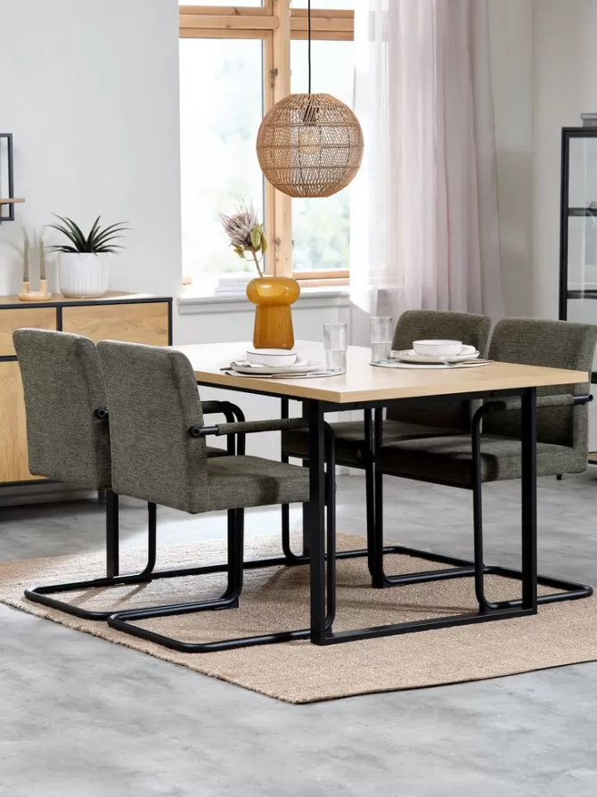 Outlet AABENRAA L160 bord eg + 4 ESPE stole olivengrøn/sort Spisebordssæt