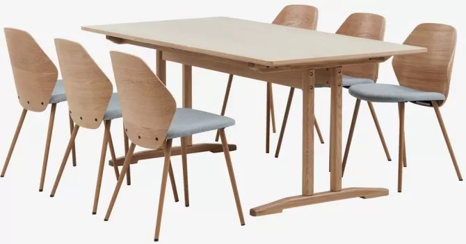 Cheap AALBORG L180/270 bord eg + 4 HORNE stole lysegrå Spisebordssæt