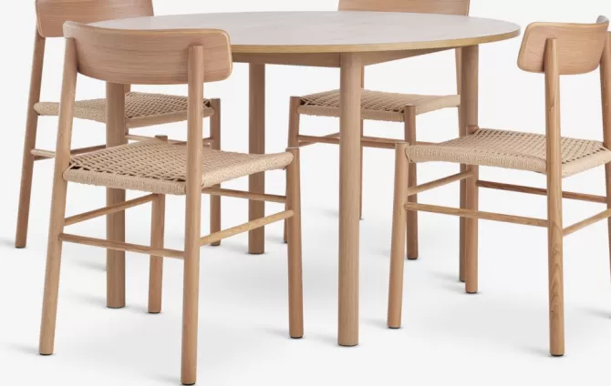 Shop ALSTED Ø120 bord eg + 4 ISLEV stole u/armlæn eg Spisebordssæt
