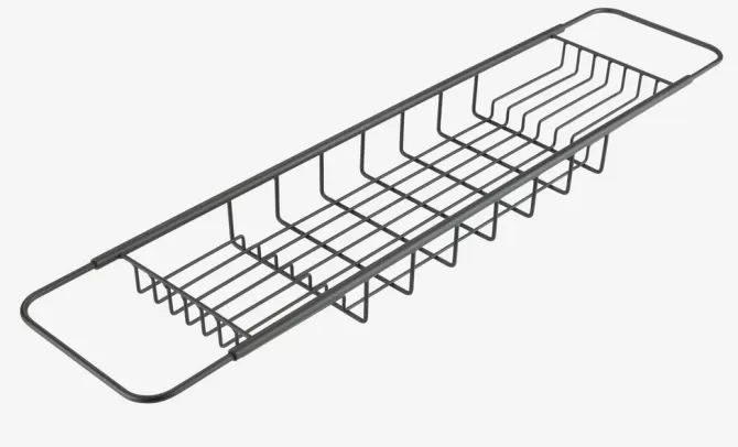 Outlet Bakke til badekar m/teleskopender sort Badeværelsesopbevaring | Bruseopbevaring