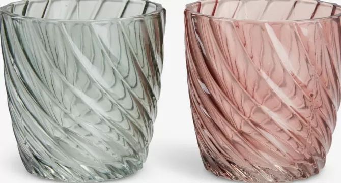 Clearance Fyrfadsstage Ø8xH8cm glas assorteret Lysestager