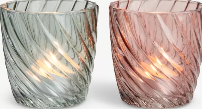 Clearance Fyrfadsstage Ø8xH8cm glas assorteret Lysestager