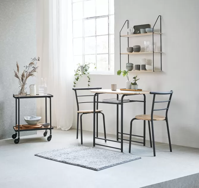 Cheap L92 bord + 2 stole sort/egefarve Spisebordssæt