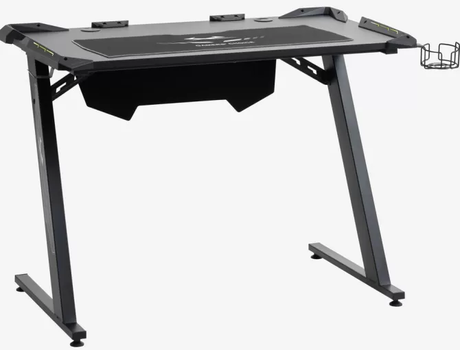 Hot Gamer-bord m/LED-lys og kopholder sort Skriveborde