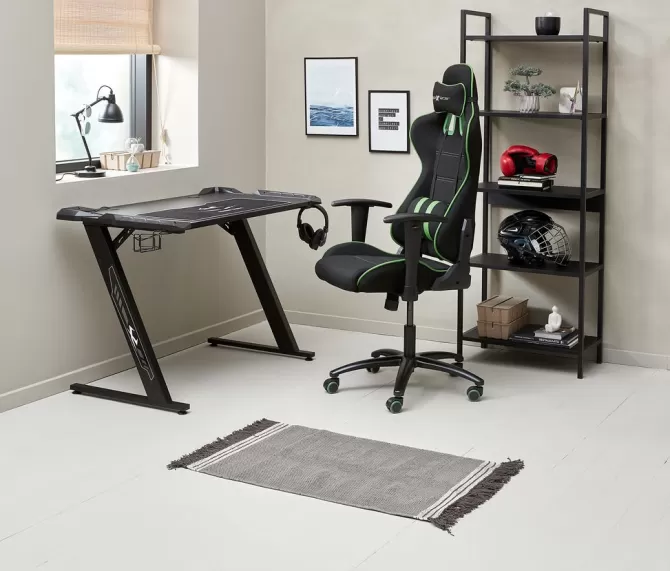 Hot Gamer-bord m/LED-lys og kopholder sort Skriveborde