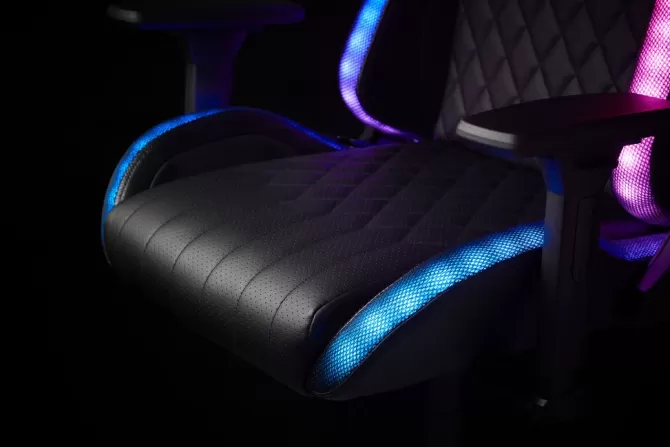 Hot Gamer-stol med LED sort kunstlæder/sort Gamer Stole