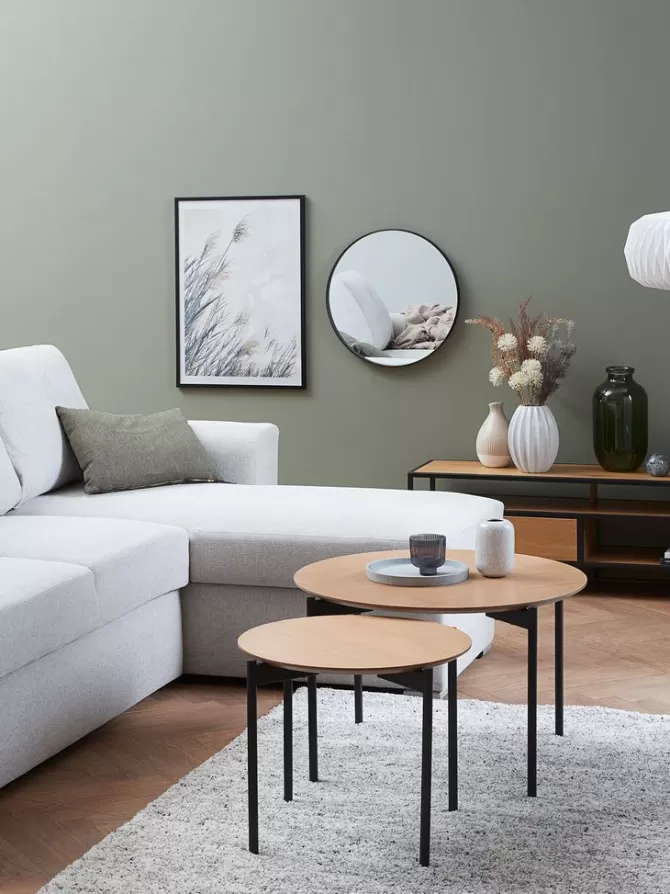 Online Indskudsborde Ø70/50 natur/sort 2 stk. Hjørneborde | Sofaborde