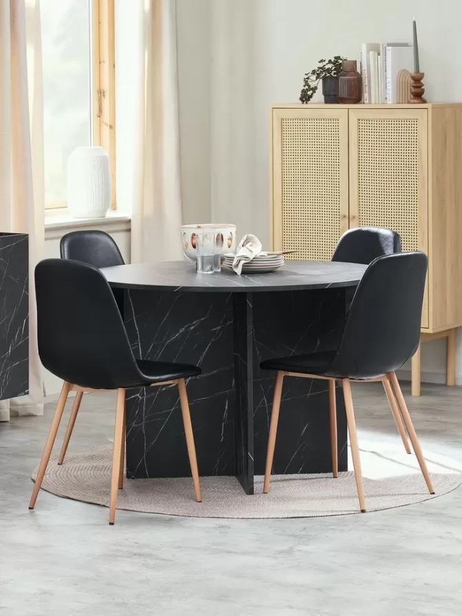 Fashion KRONDAL Ø110 bord marmor + 4 JONSTRUP stole stole/eg Spisebordssæt