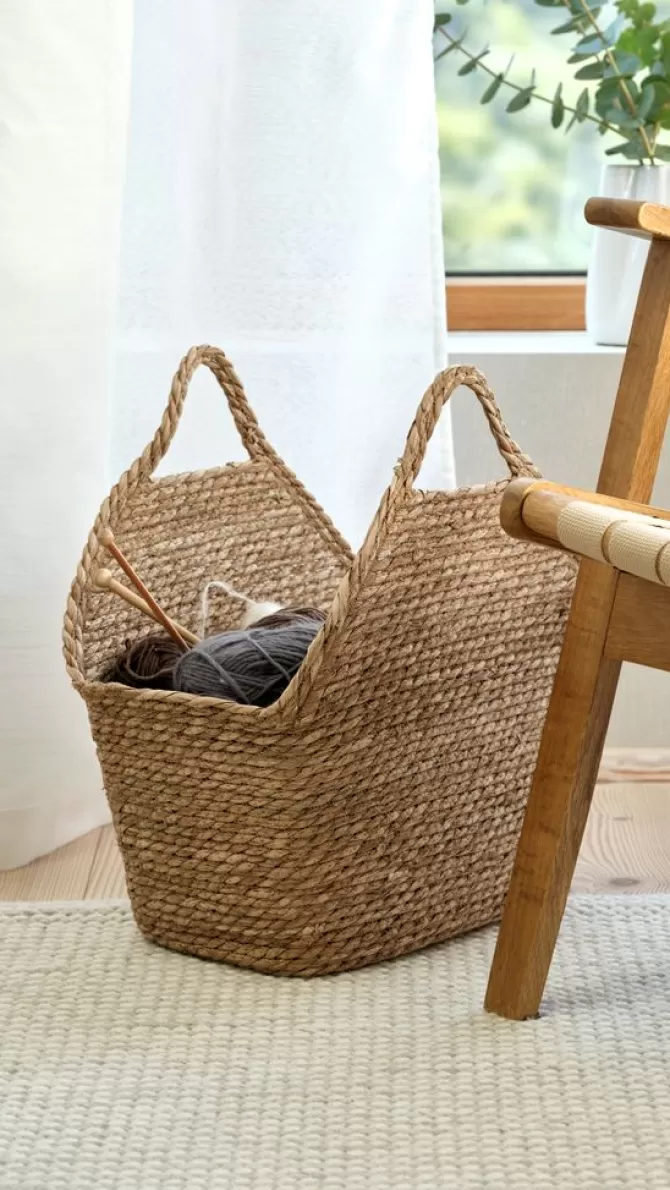 Best Sale Kurv B22xL38xH43cm m/håndtag Fletkurve Mv.