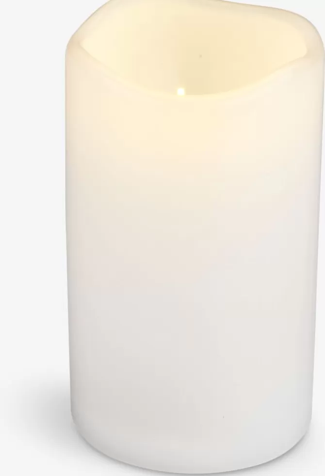 Outlet LED bloklys Ø8xH10cm hvid Led Lys