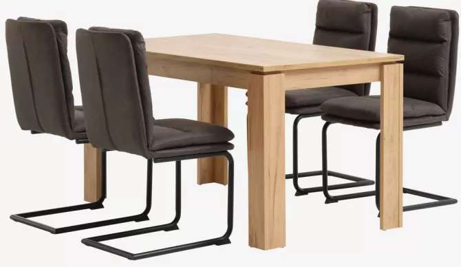 Fashion LINTRUP L140 bord + 4 ULSTRUP stole antracitgrå Spisebordssæt