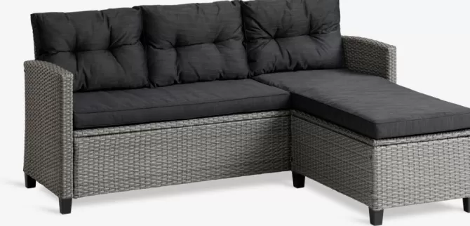 Hot Loungesofa m/chaiselong 3-pers. grå Loungemøbler | Loungesofaer