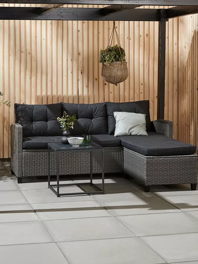 Hot Loungesofa m/chaiselong 3-pers. grå Loungemøbler | Loungesofaer