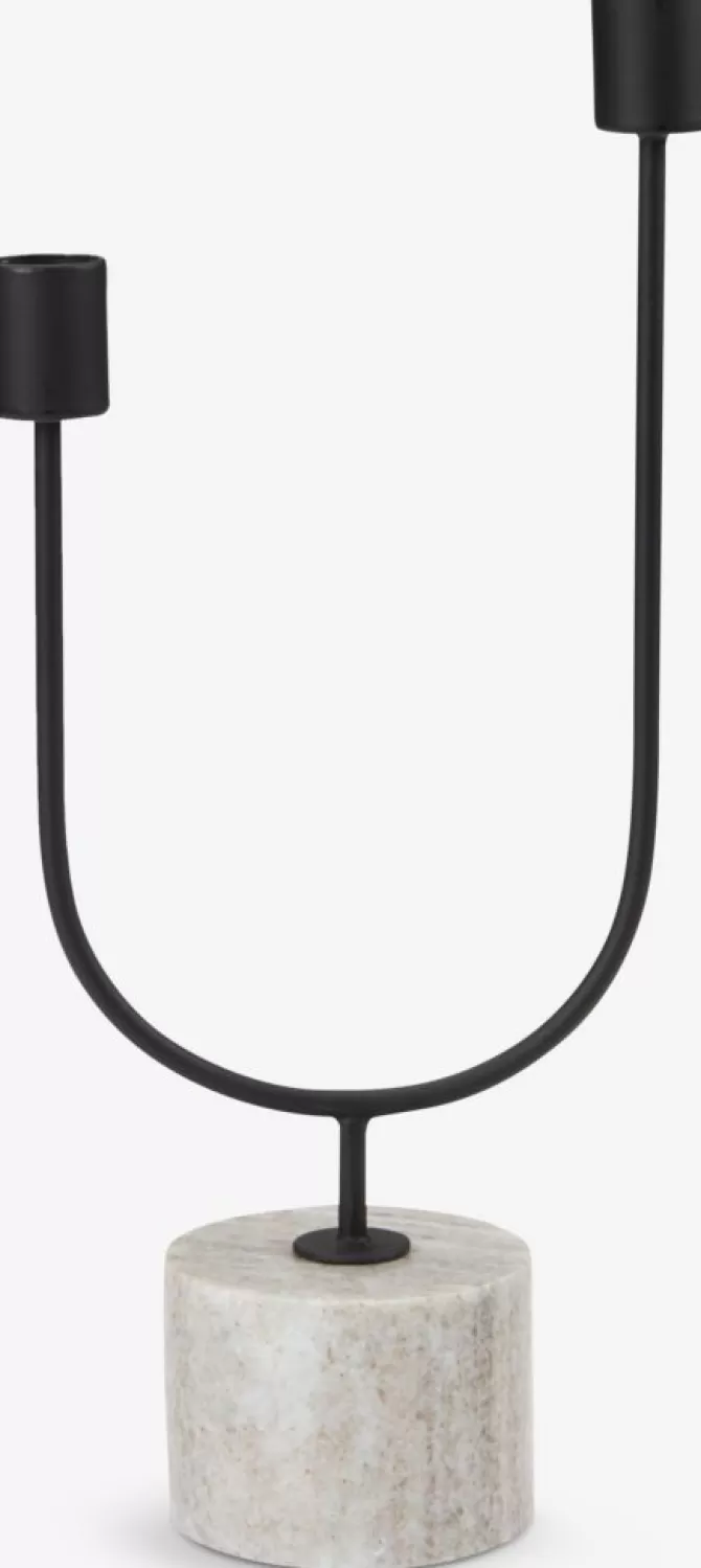 Clearance Lysestage B15xL7xH33cm sort Lysestager