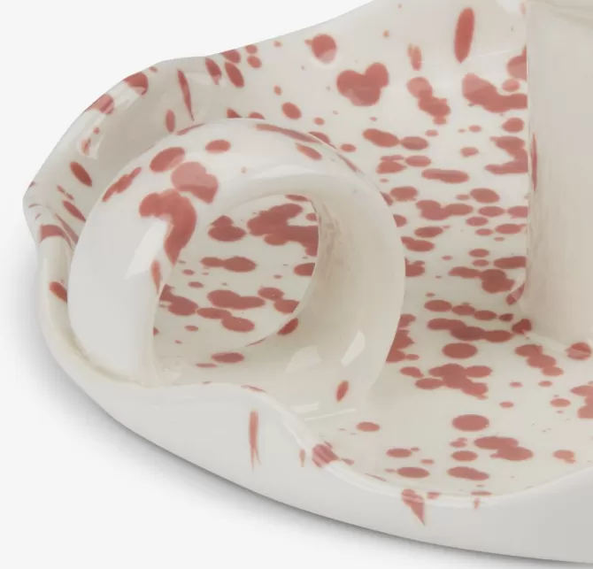 Outlet Lysestage Ø14xH6cm hvid/rosa Lysestager
