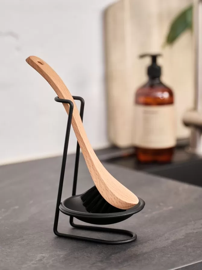 Store Opvaskebørsteholder Ø11xH18 cm sort rustfrit stål Rengøring