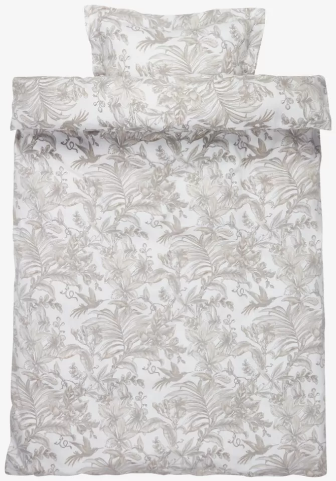 Outlet Sengetøj satin 140x200 hvid/grå Sengetøj