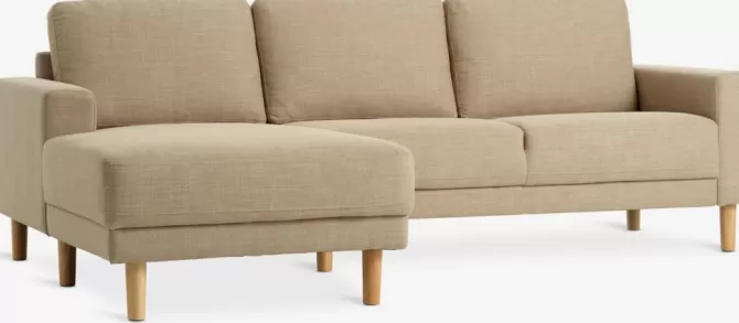 Sale Sofa chaiselong farvet stof/egefarve Sofaer Med Chaiselong | Hjørnesofaer