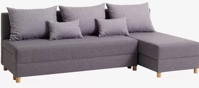 Cheap Sovesofa chaiselong gråt stof/egefarve Sovesofaer | Sovesofaer