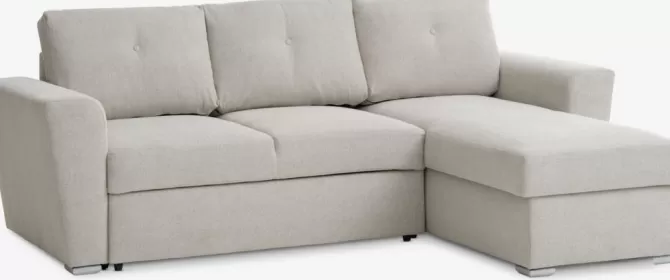 Discount Sovesofa chaiselong lyst sandfarvet stof Sovesofaer | Sovesofaer