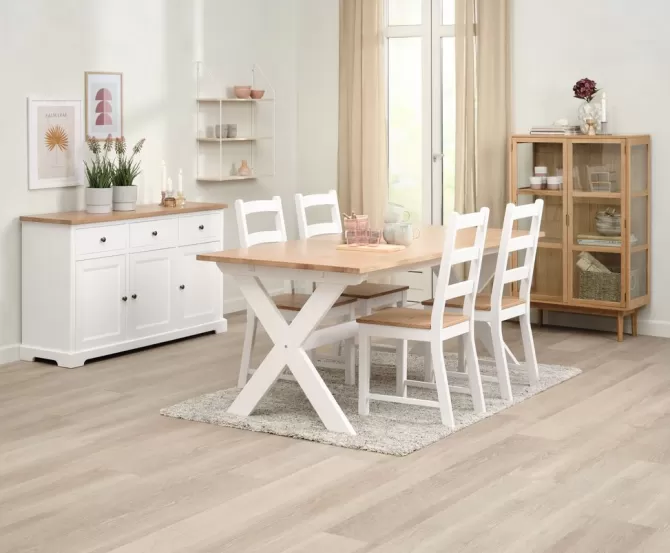 Online L190 bord natur + 4 stole natur Spisebordssæt